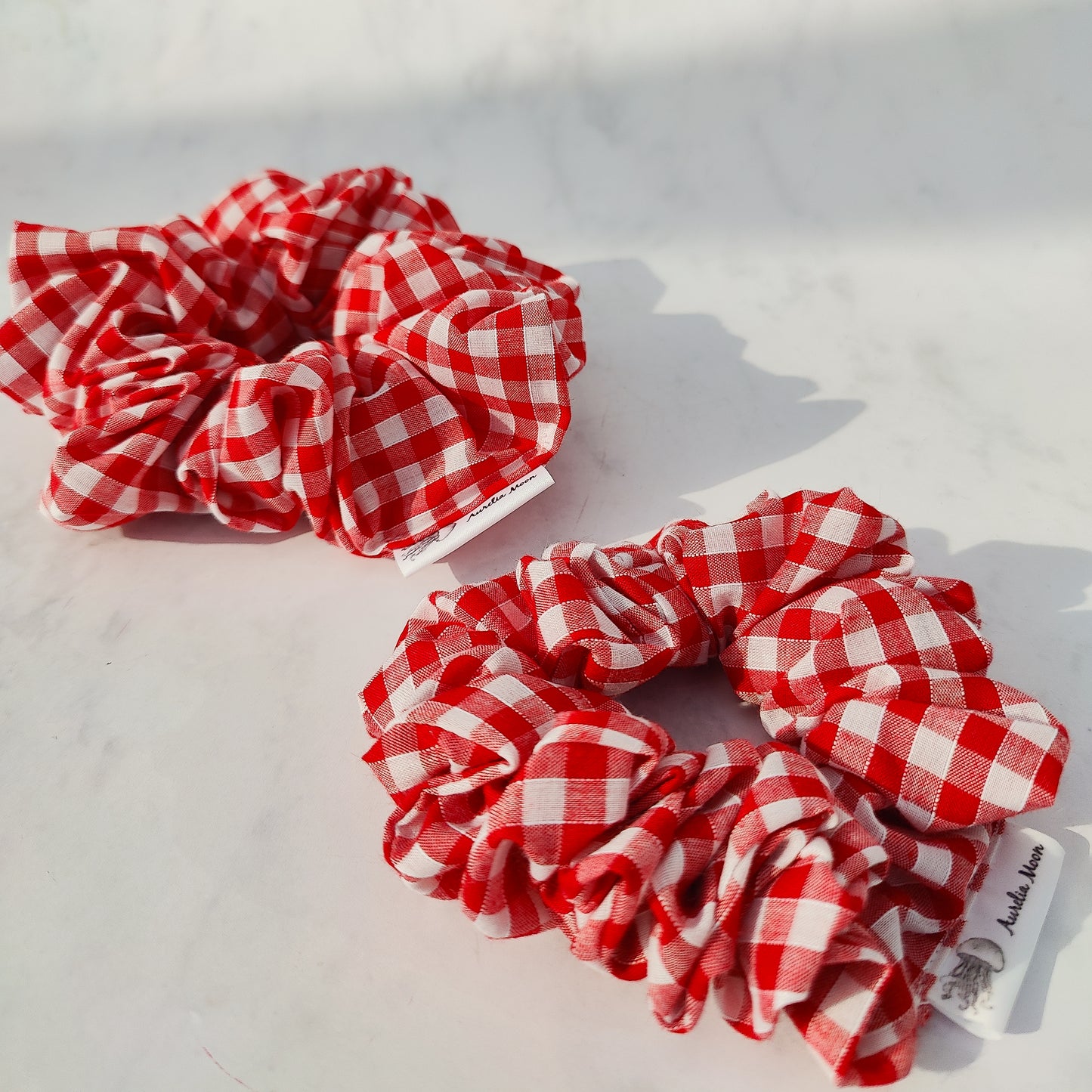 Handmade Red Gingham Hair Scrunchie Large