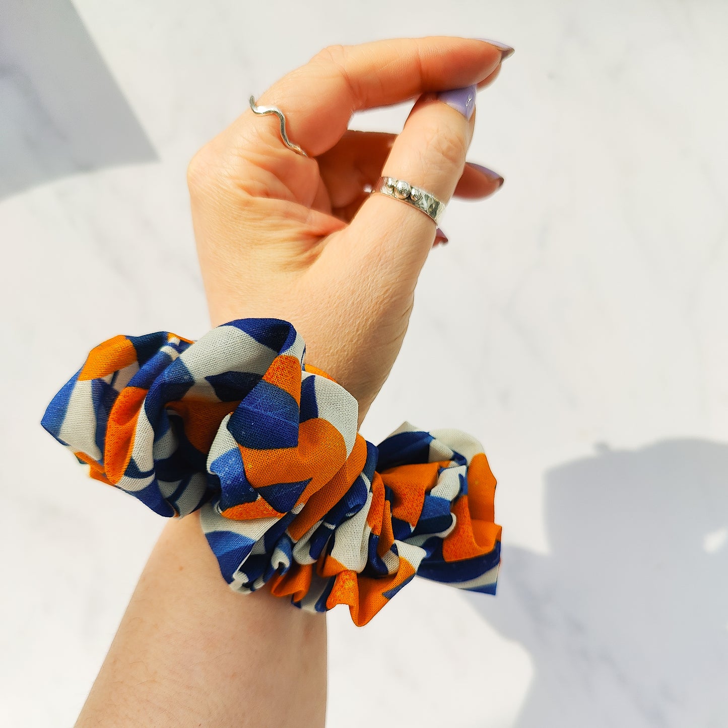 Handmade Oranges Printed Scrunchie Hair Tie Large
