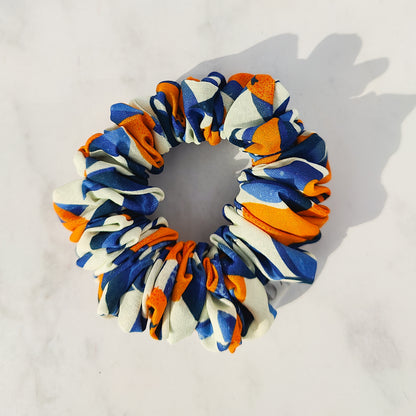 Handmade orange print scrunchie in cotton fabric