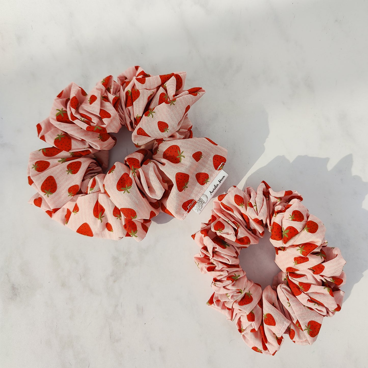 Handmade Strawberry Print Cotton Scrunchie Large