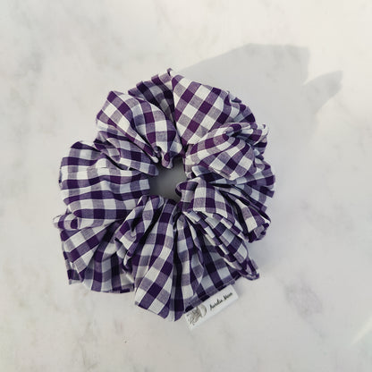 Purple Gingham Hair Scrunchie
