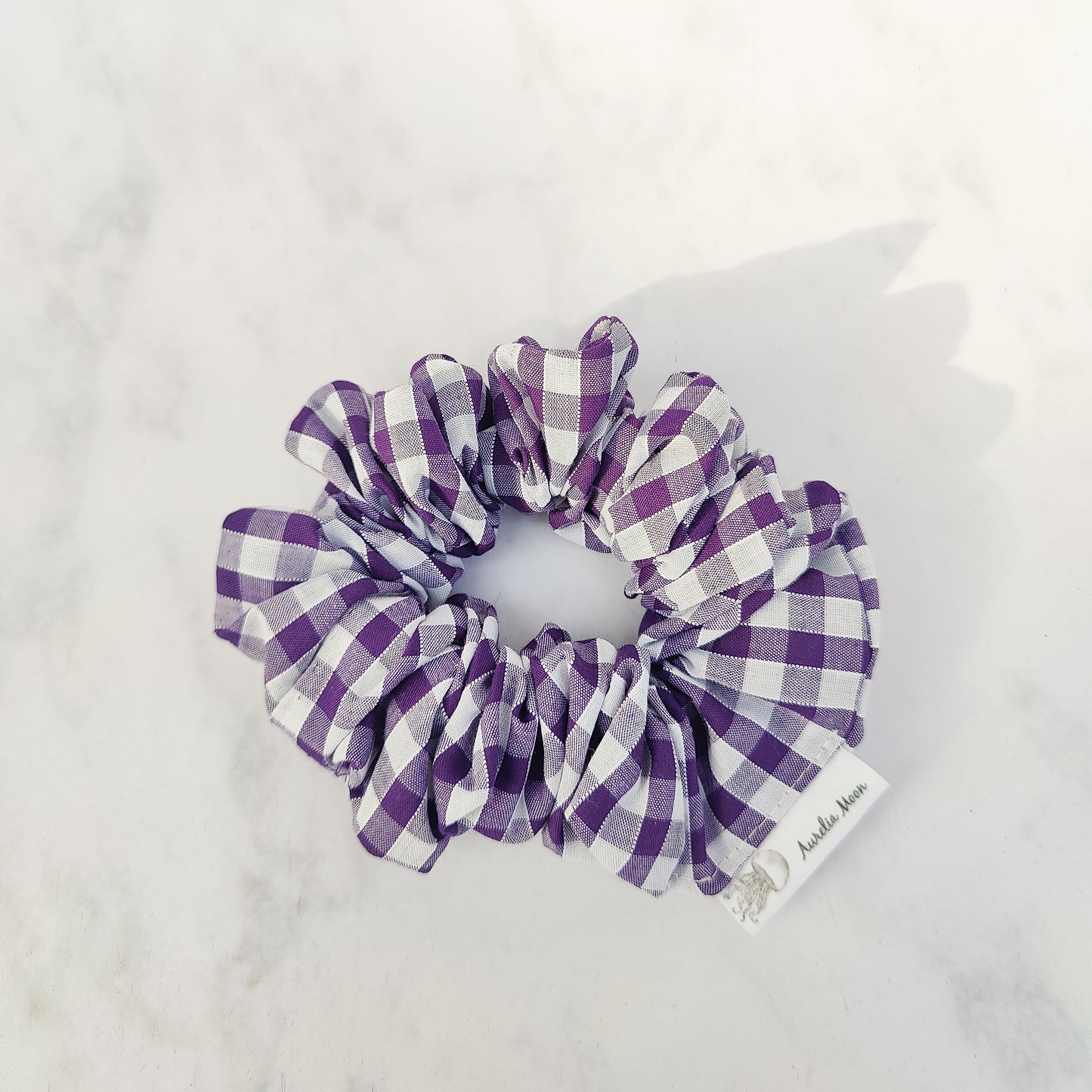Purple Gingham Hair Scrunchie Regular