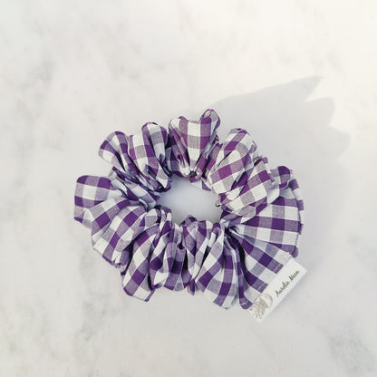Purple Gingham Hair Scrunchie Regular