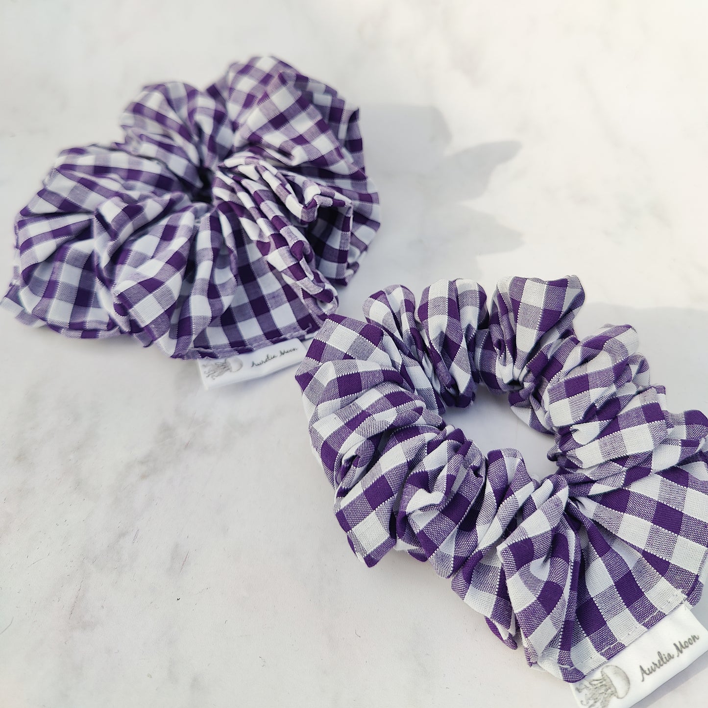 Purple Gingham Hair Scrunchie Regular