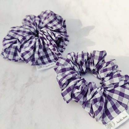 Purple Gingham Hair Scrunchie Regular