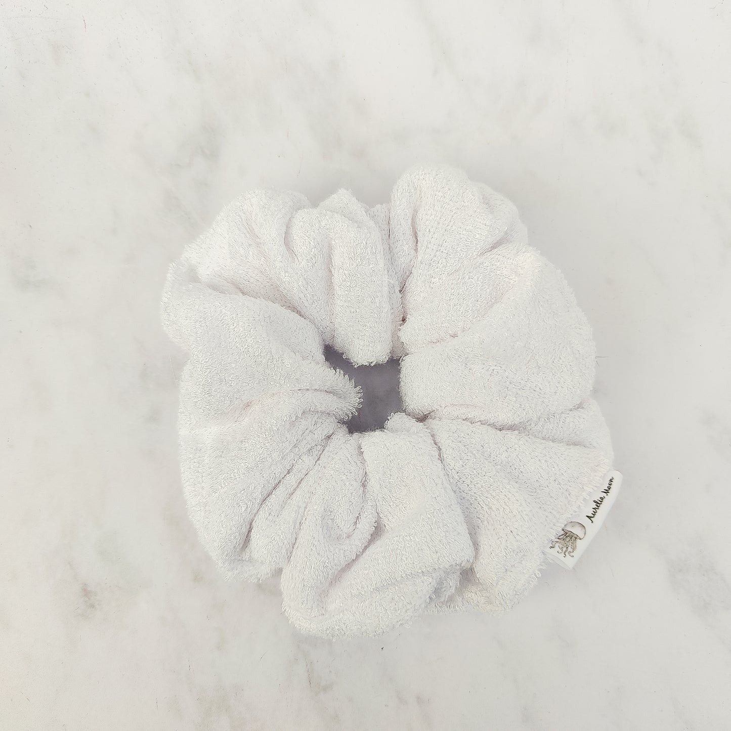White Bamboo Towelling Scrunchie Large