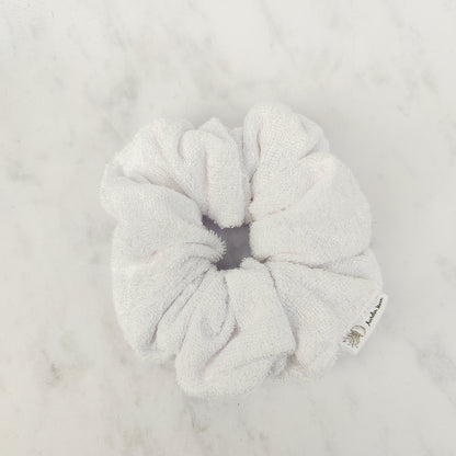 White Bamboo Towelling Scrunchie Large