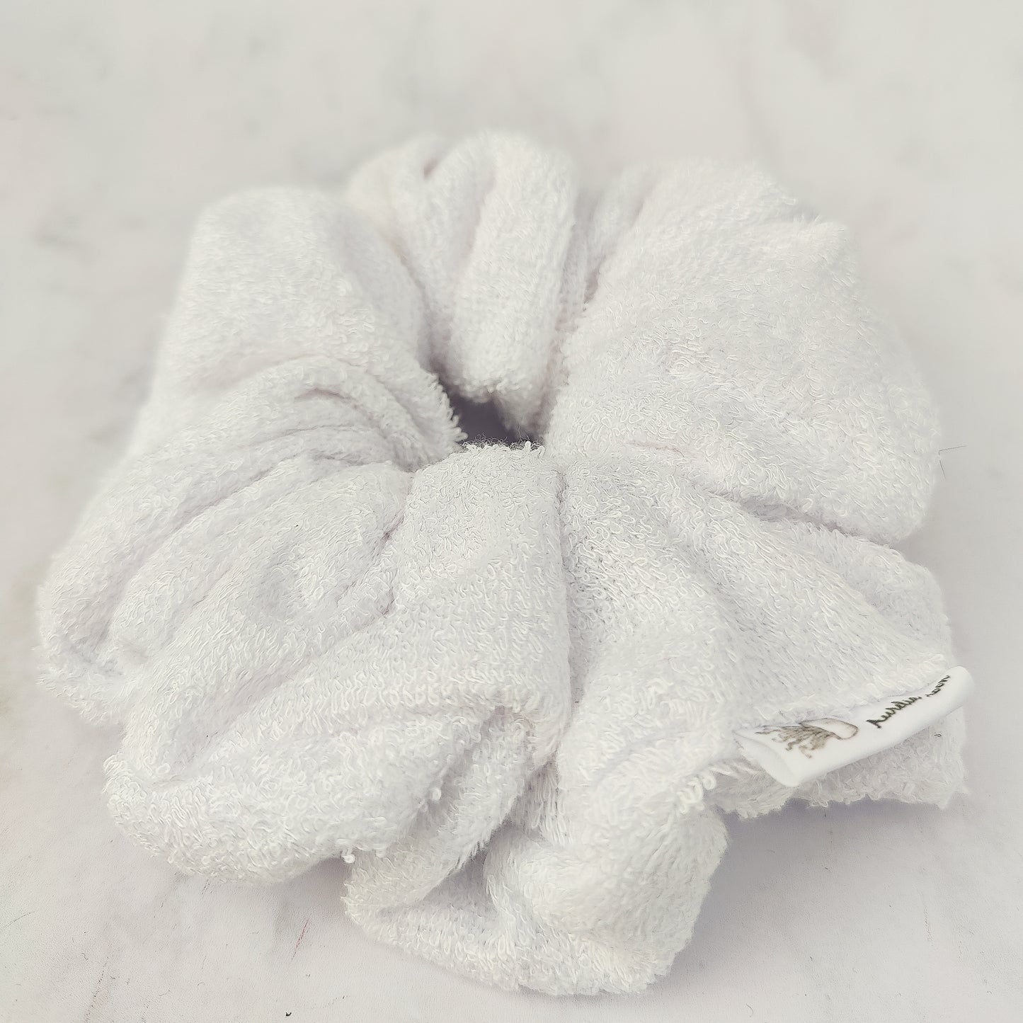 White Bamboo Towelling Scrunchie Large