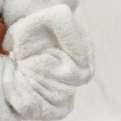 White Bamboo Towelling Scrunchie Regular