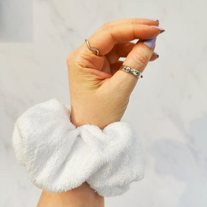 White Bamboo Towelling Scrunchie Large