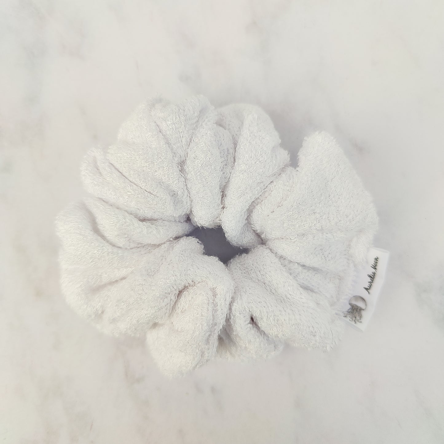 White Bamboo Towelling Scrunchie Regular