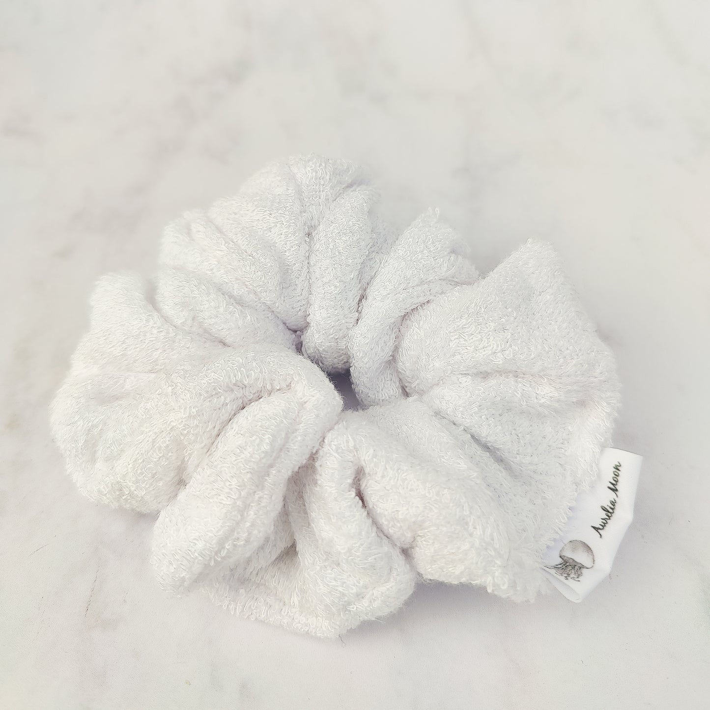 White Bamboo Towelling Scrunchie Regular
