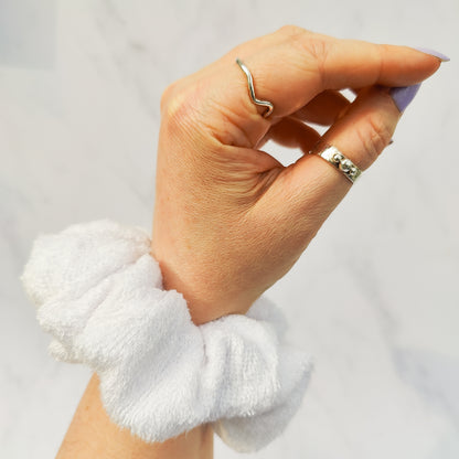 White Bamboo Towelling Scrunchie Regular