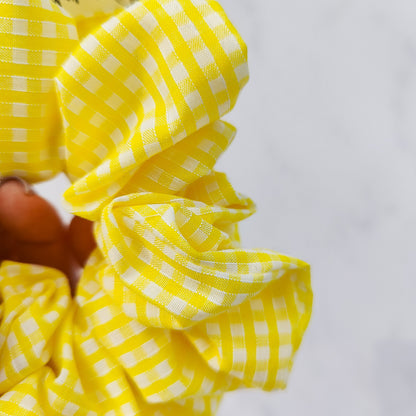 Handmade Yellow Gingham Hair Scrunchie Large