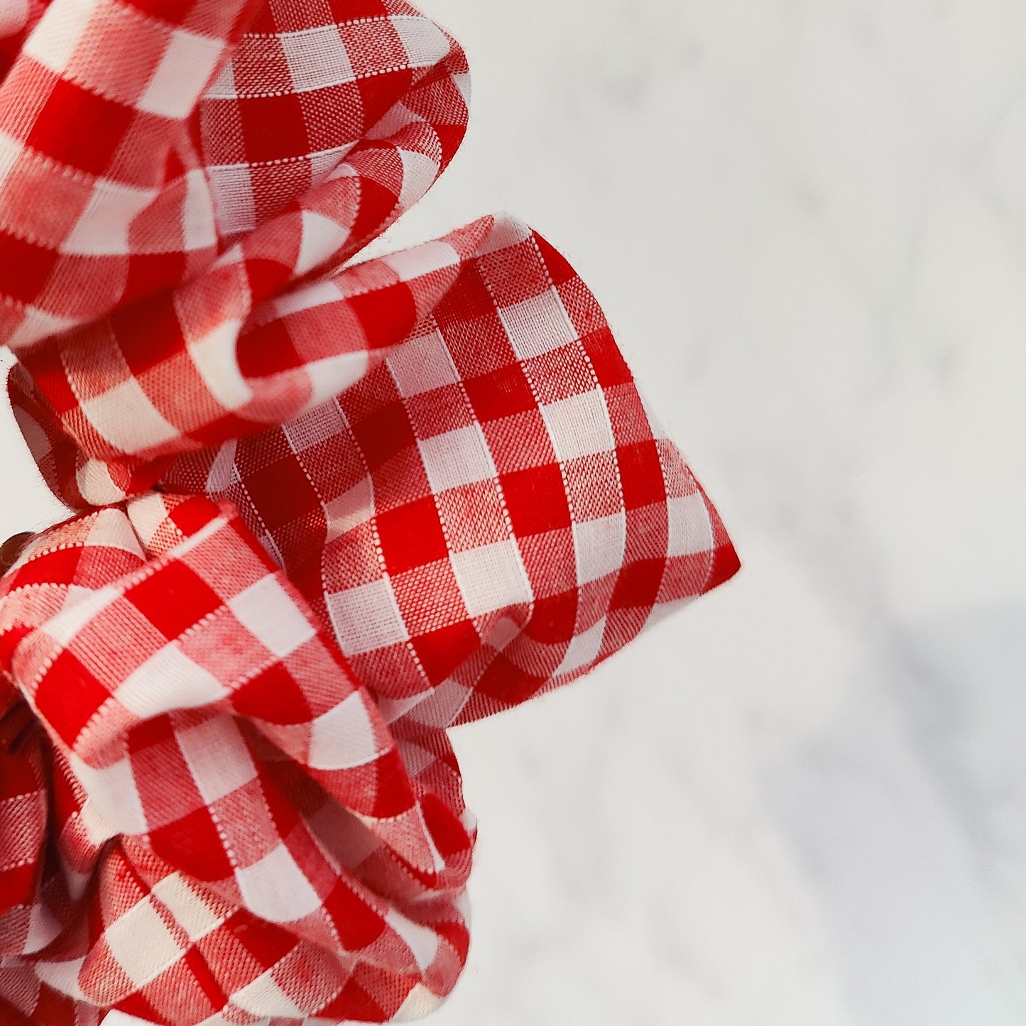 Handmade Red Gingham Hair Scrunchie Large