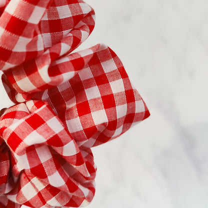Handmade Red Gingham Hair Scrunchie Large