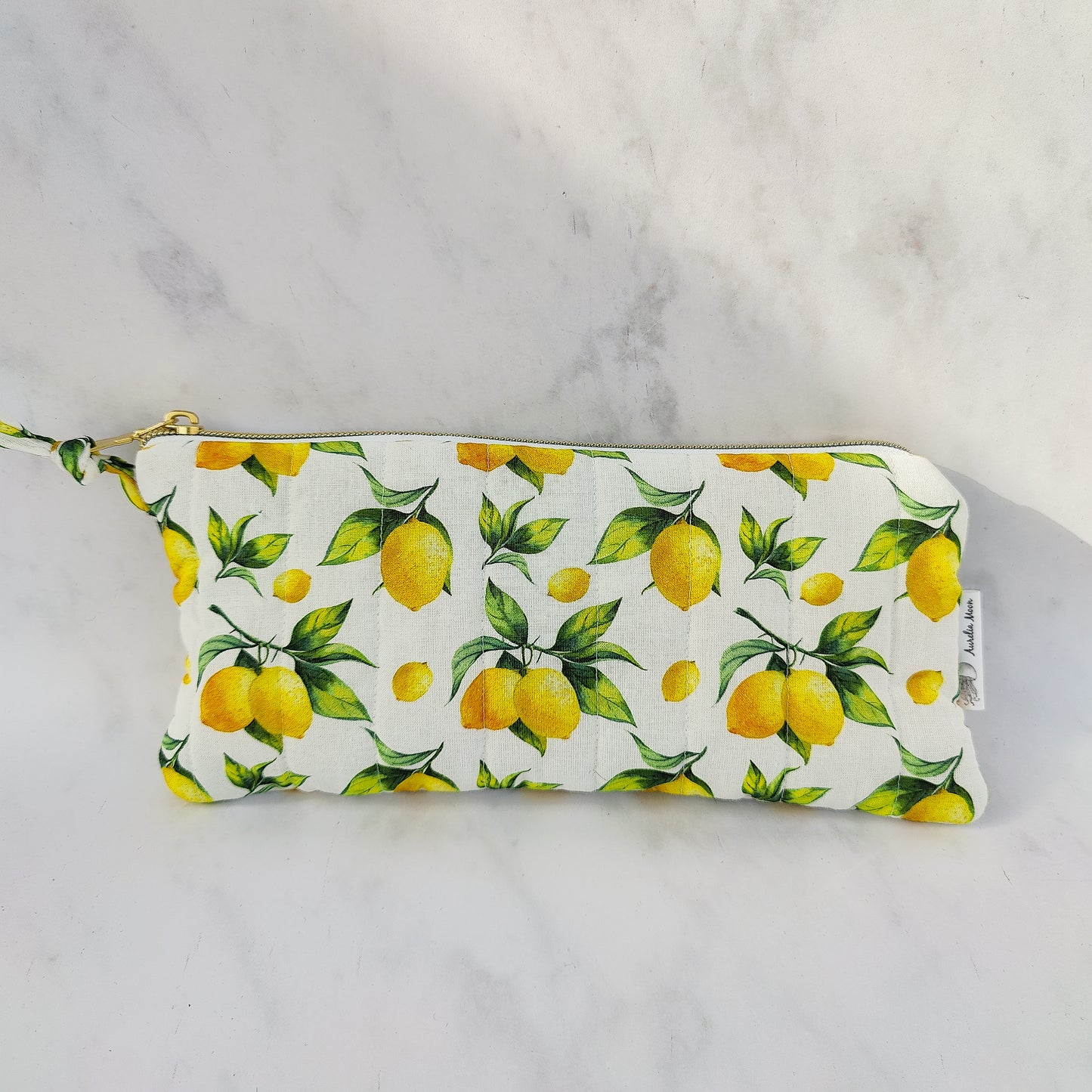 handmade lemon printed pouch