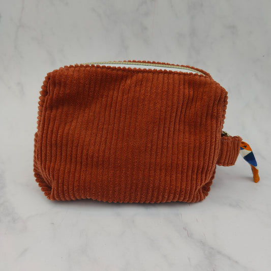 Handmade Regular Toiletry Bag Rust With Oranges