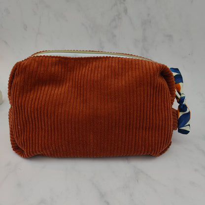 Handmade Large Toiletry Bag Rust With Oranges