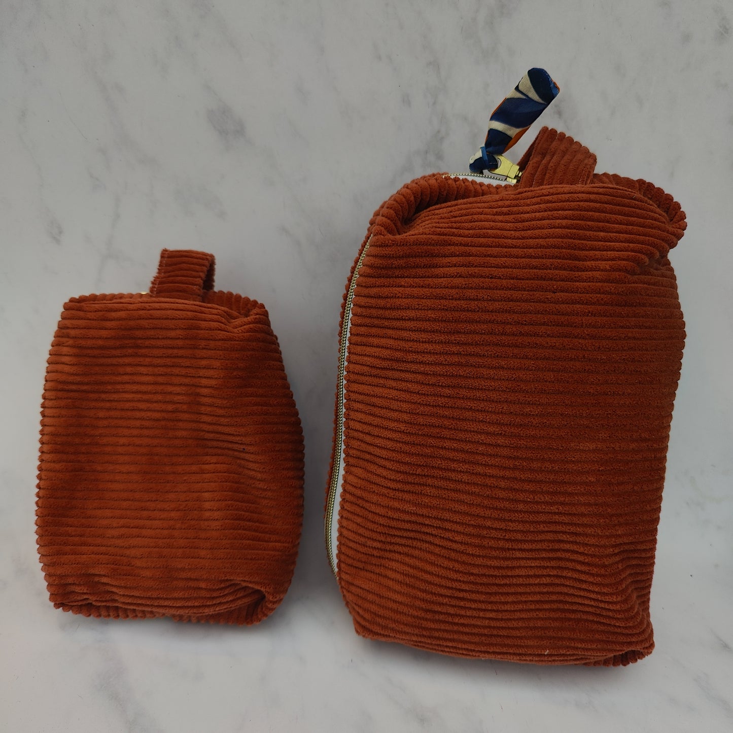 Handmade Large Toiletry Bag Rust With Oranges
