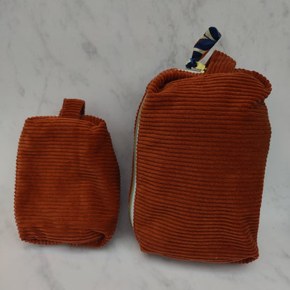 Handmade Large Toiletry Bag Rust With Oranges
