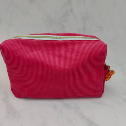 Handmade Large Cerise Toiletry Bag With Giraffe Print