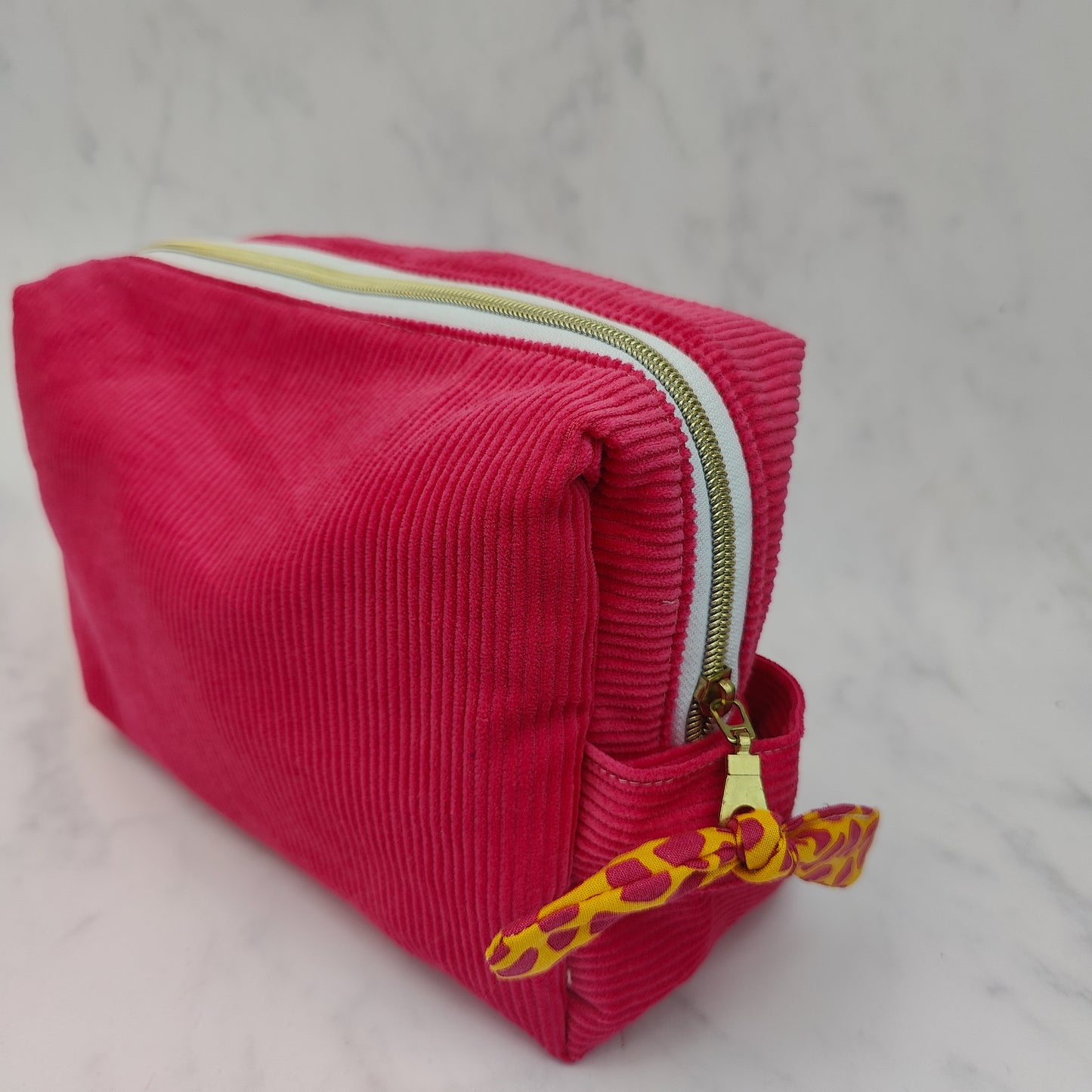 Handmade Large Cerise Toiletry Bag With Giraffe Print