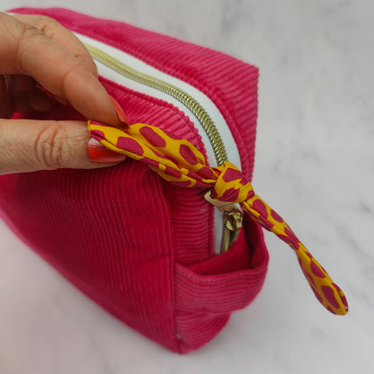 Handmade Regular Cerise Toiletry Bag With Giraffe Print