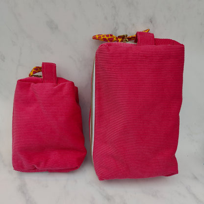 Handmade Regular Cerise Toiletry Bag With Giraffe Print