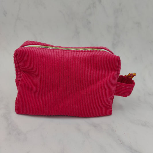 Handmade Regular Cerise Toiletry Bag With Giraffe Print