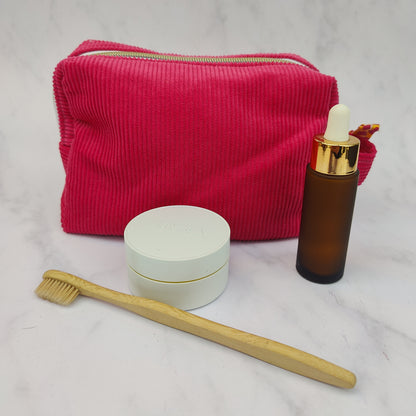 Handmade Regular Cerise Toiletry Bag With Giraffe Print