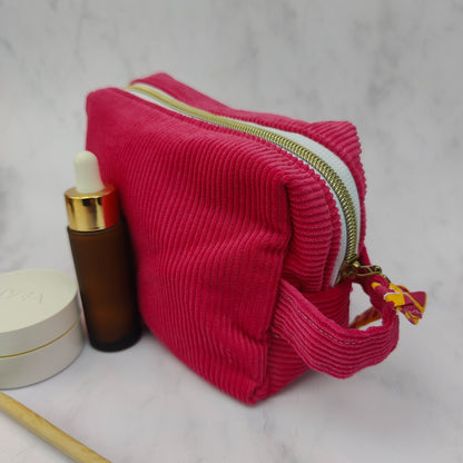 Handmade Regular Cerise Toiletry Bag With Giraffe Print