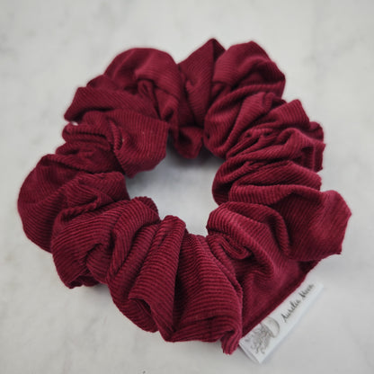 Wine Red Corduroy Hair Scrunchie Regular
