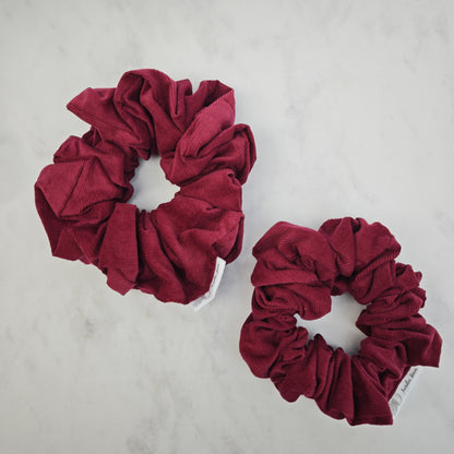 Wine Red Corduroy Hair Scrunchie Regular