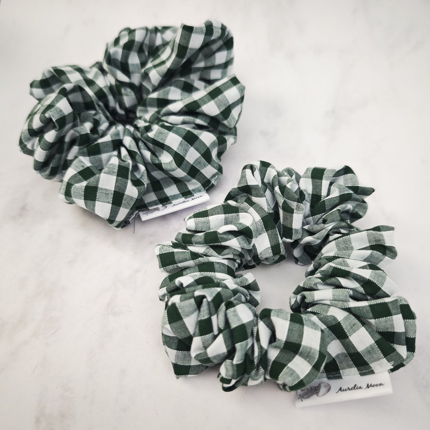 Forest Green Gingham Hair Scrunchie Regular