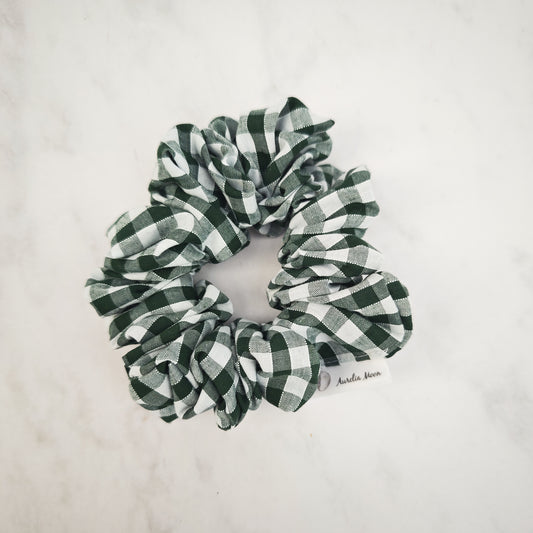 Forest Green Gingham Hair Scrunchie Regular