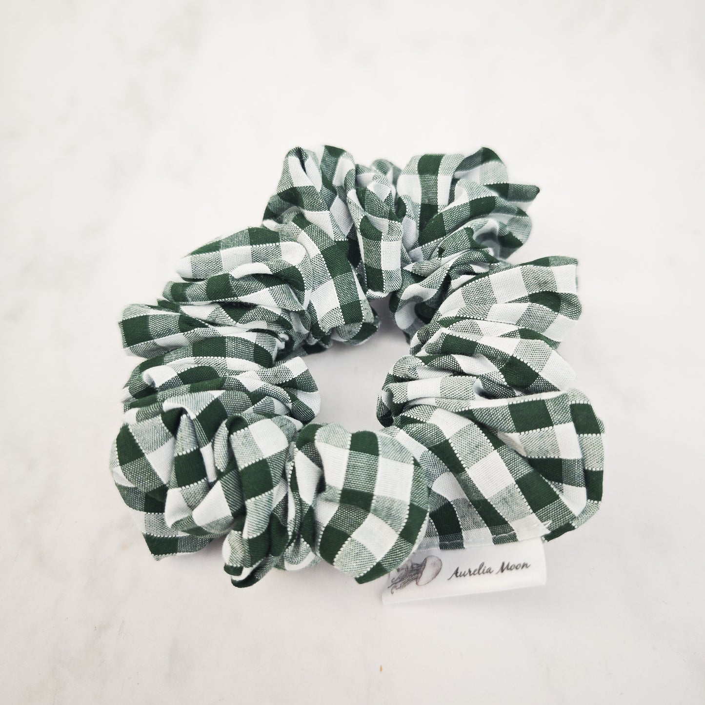 Forest Green Gingham Hair Scrunchie Regular