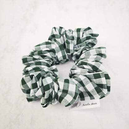Forest Green Gingham Hair Scrunchie Regular