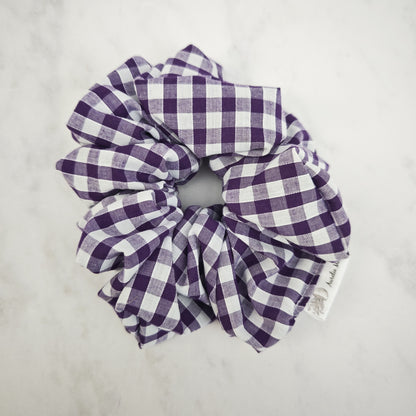 Purple Gingham Hair Scrunchie