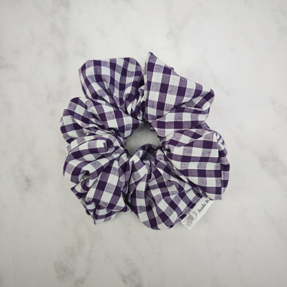 Purple Gingham Hair Scrunchie