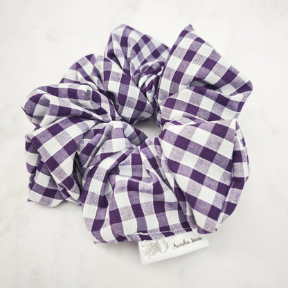 Purple Gingham Hair Scrunchie