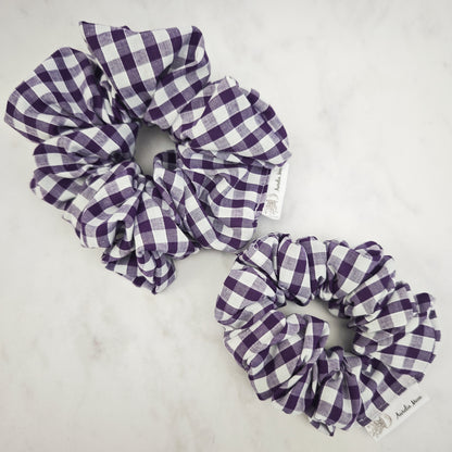 Purple Gingham Hair Scrunchie Regular
