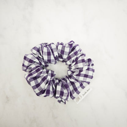 Purple Gingham Hair Scrunchie Regular