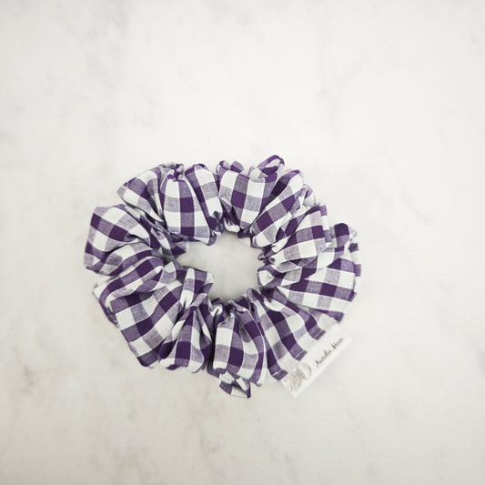 Purple Gingham Hair Scrunchie Regular
