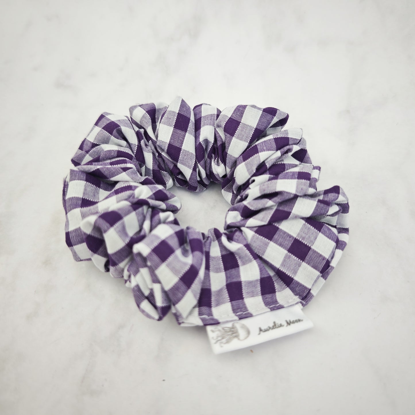 Purple Gingham Hair Scrunchie Regular