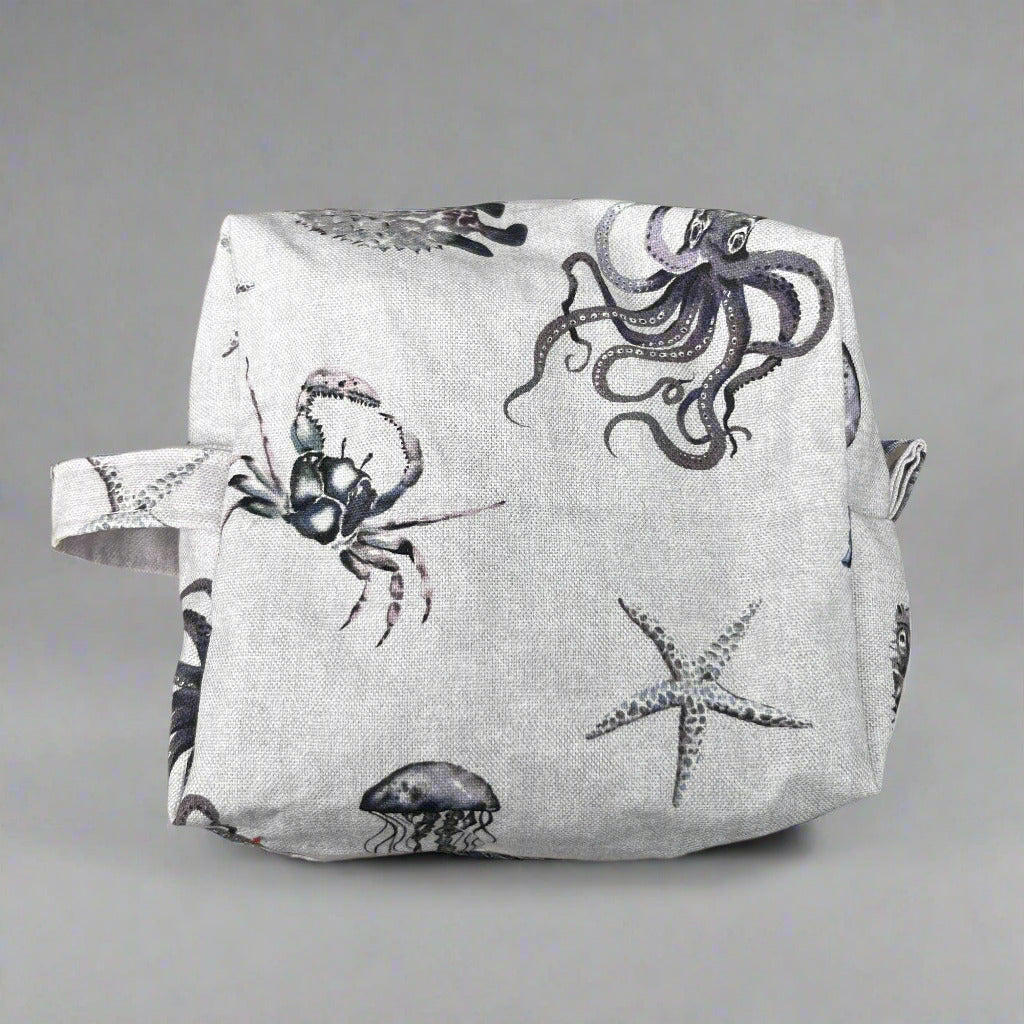 Large Light Grey Ocean Cosmetic Pouch