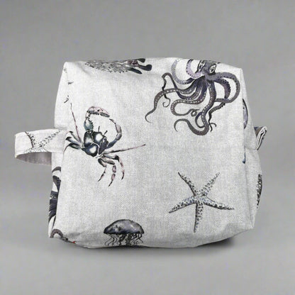 Large Light Grey Ocean Cosmetic Pouch